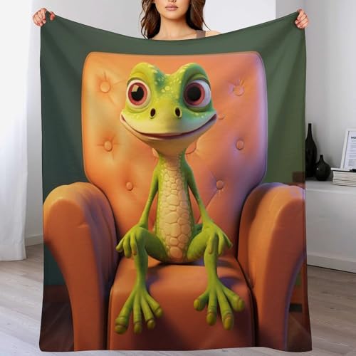 Couvertures en Flannel Douce Gecko Mignon Plaid Moelleux et Chaud de Canapé - 2