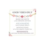 JoycuFF New Beginnings Gifts for Women, Good Vibes Only Moonstone Bracelet, Protection Positive Happiness Bracelets for Women