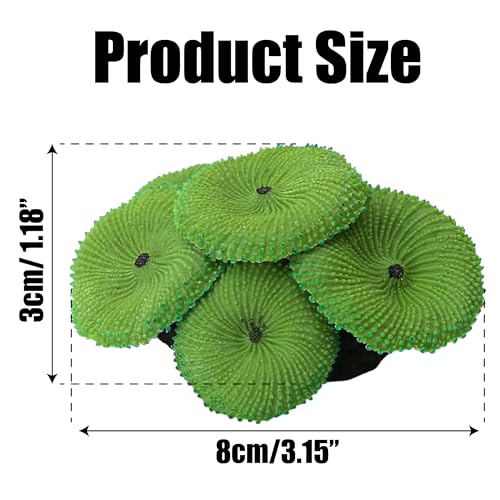 Image of BuleVina Green Coral Fake Artificial Decor Plant 3''x1'' - Premium Quality Multicolor Reef Resin Sculpture Aquarium Decorations for Fish Tank Landscape Ornament