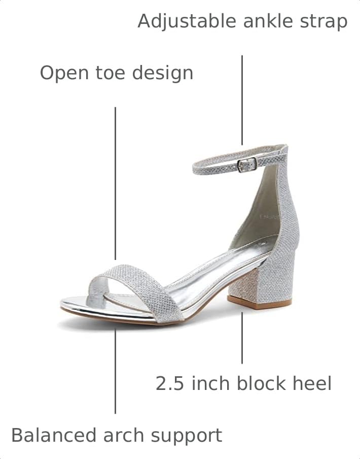 Image of Herstyle Low Block Heels for Women - 2.25 Inch Open Toe Chunky Heel Sandals with Dressy Ankle Strap for Wedding, Prom, Party & Office