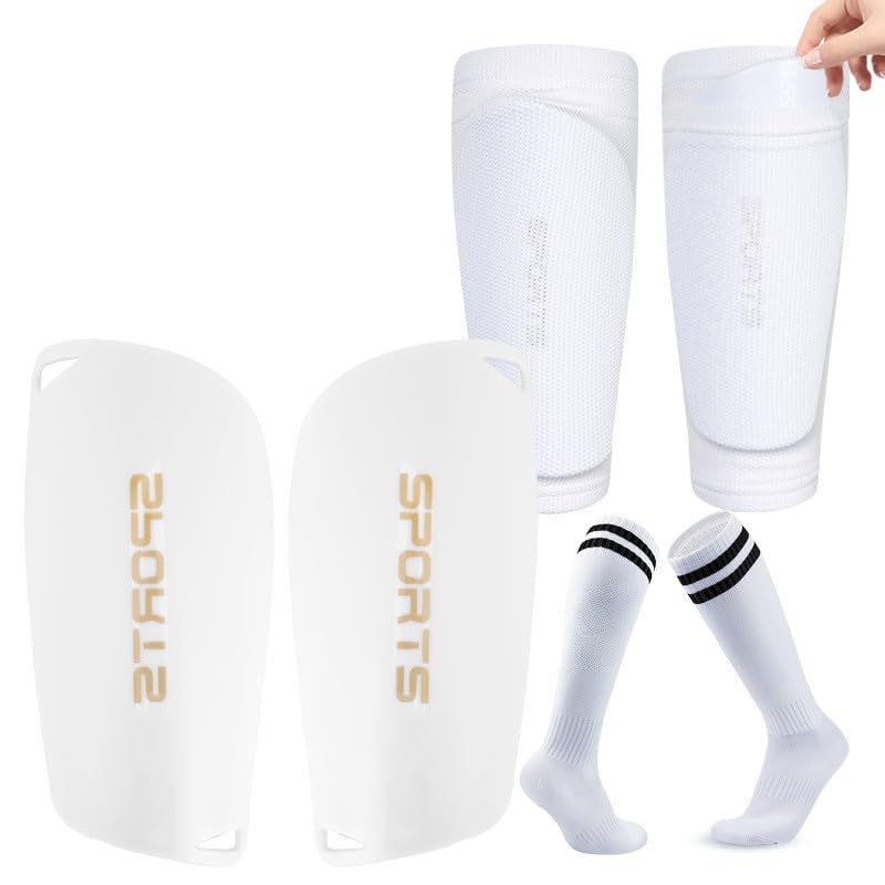 Kids Soccer Shin Guards with Sleeves and Socks Set Youth aldult Shin Pads Long Socks for 5 years and above Boys Girls Lightweight Soccer Equipment