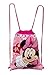 Disney Mickey and Minnie Mouse Drawstring Backpacks Plus Lanyards with Detachable Coin Purse and Autograph Books (Set of 6) (Pink Blue)