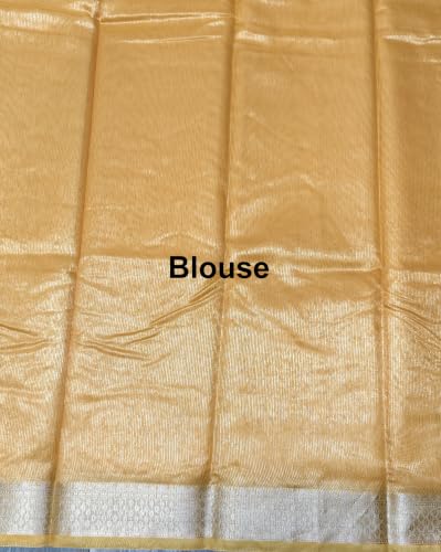 Image of Women's Cotton Blend Banarasi Saree With Unstitched Blouse Piece