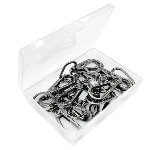 12 Stück drehbare Karabinerhaken Schlüsselanhänger-Clip Schlüsselband Karabinerhaken Schlüsselanhänger-Clip drehbarer Klauenverschluss Metall-Schlüsselanhänger(schwarz)