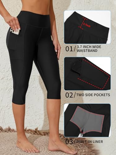 ATTRACO Swim Pants for Women High Waisted Swim Capris Swim Shorts Swimming Leggings3