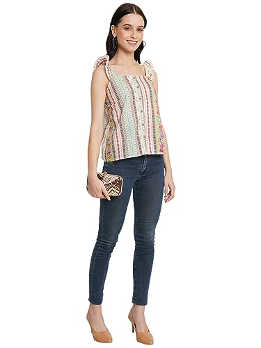 Image of FABRIC FITOOR Women's Cotton Sleeveless Off-White Color Short Crop Top