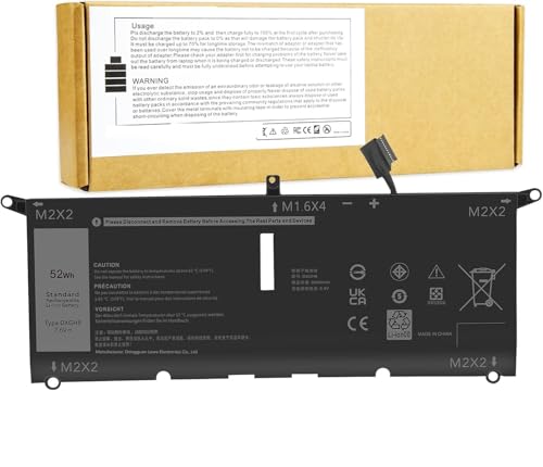Image of DXGH8 7.6V 52Wh Battery for Dell XPS 13 9370 9380 2019 Inspiron 13 7390 7391 2-in-1 5390 5391 7490 Latitude 3301 E3301 Vostro 5390 5391 0H754V H754V G8VCF G8VCF6C HK6N5 P113G001 P82G P82G001 (DXGH8)