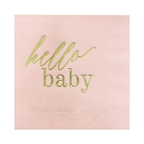 Paper Frenzy Hello Baby Cocktail Beverage Napkins - Boy Girl Or Gender Neutral - 25 Pack, Pink #TOP24