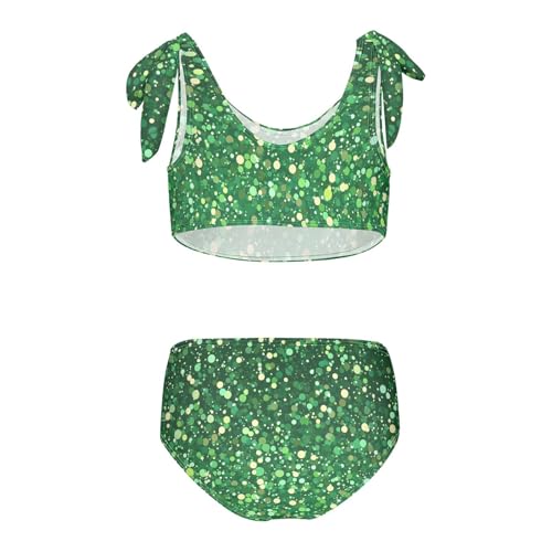 KLL Green Glitter Texture Girl 2 Piece Bikini Set Beach Swimsuits Swimming Suits Adjustable Shoulder Strap2