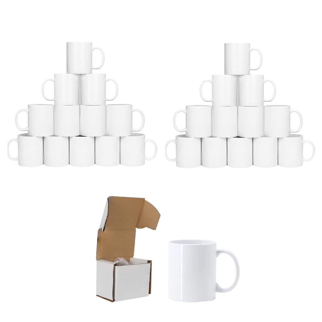 Signzworld Sublimation Mugs 11oz Blank Plain White Large Handle Coffee Mug Cups with Smash Proof Boxes (24) โ image 1