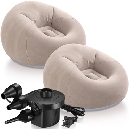 Realspring-2-Pcs-Inflatable-Bean-Bag-Chairs-for-ClassroomBrown Realspring 2 Pcs Inflatable Bean Bag Chairs for Classroom,Brown - Image 1