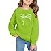 QWKLEAJ Boys Crewneck Sweatshirt Size 7 Long Sleeve Bowknot Print Tops For Teen Girls Xs Winter Spring Fashion Pullovers Toddler Girl Clothes Green 6-7 Years