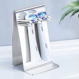 YAYINLI Electric Toothbrush Head Holder, Tabletop or Self Adhesive Tooth Brushing Holder, Bathroom Wall Mounted Shower Toothbrush Holders, Tooth Brush Head Storage Organiser (Silver, Small)