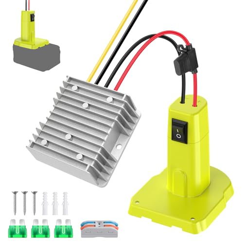 18V to 12V Step Down Converter for Ryobi 18V Battery 240W DC Voltage Regulator with Over-Discharge Protection Power Converter Adapter with Switch for Power Wheel Battery Adapter DIY RC Toy Cars