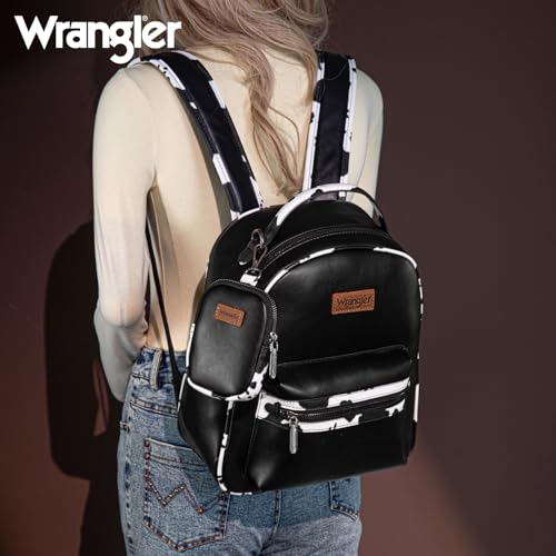 Image of Montana West Wrangler Cow Print Backpack Cute Daypacks Large Bookbag Purse for Women