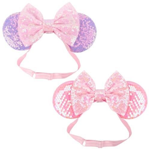 AQOKKA Mouse Ears Headbands with Bow Minnie Ears Cosplay Costume Hair Accessories for Women Birthday Party Decoration