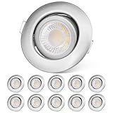 LED Einbaustrahler 230v Dimmbar 68-75mm 6W IP44 Ultra Flach LED Spots 3000K Deckenspots für Badezimmer Wohnzimmer 45°Schwenkbar Einbauleuchten Küche Spots Deckenleuchte 10er Set