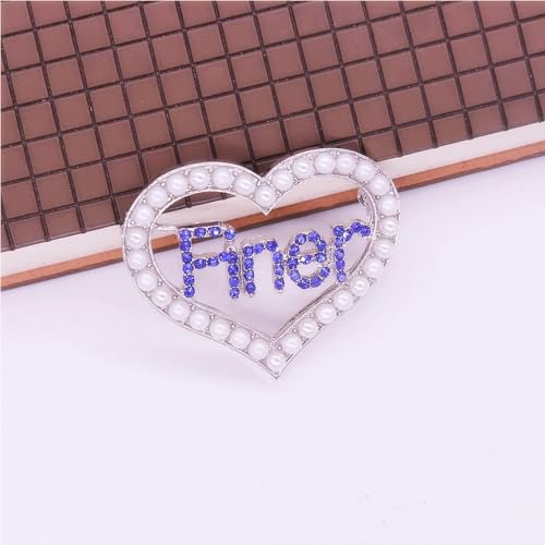 Image of Sorority Silver Soror Heart Letters Finer Brooch Zeta Greek Society Jewelry For Women