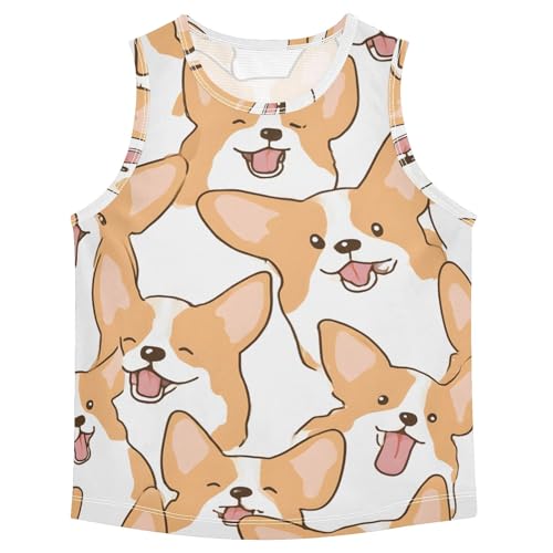 Boys' Tank Top Shirt Corgi Dogs Smiling Happily Pattern Sleeveless T-Shirts