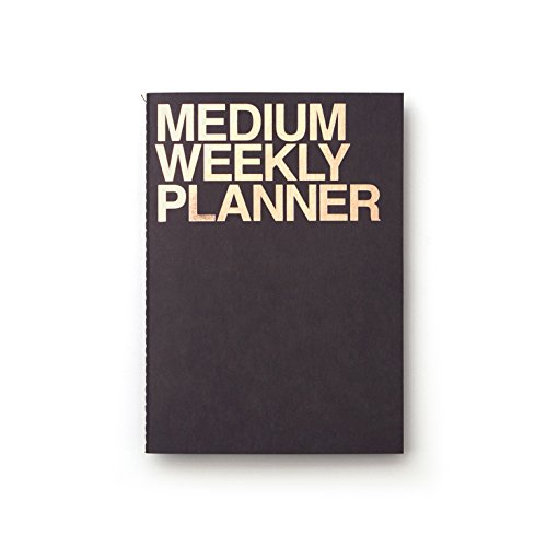 JSTORY Medium Weekly Planner Lays Flat Undated Year Round Flexible Cover One Size Black