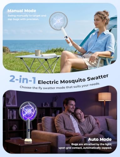 Image of YISSVIC Electric Fly Swatter Bug Zapper Racket Dual Modes