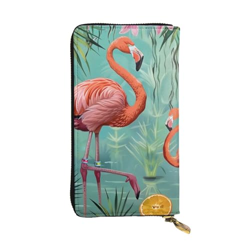 Flamingo Printed Long Wallet for Women Men Cute PU Leather Wallet with Coin Purse and Credit Card Holder