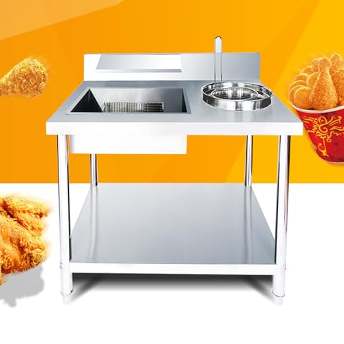 Image of HARELA Breading Table Fried Food Prep Station, Commercial Chef Base Manual Breading Prep Station, with Stainless Steel containers and Baskets, for Restaurant Kitchen(80cm/31.5in)
