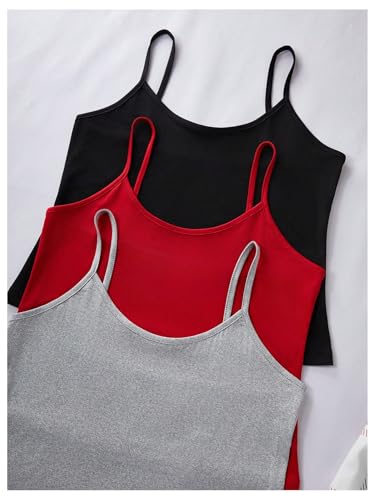 GORGLITTER Women's 6 Pack Pajama Set Spaghetti Strap Cami Top and Plaid Shorts Set3