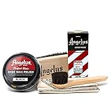 Angelus Shoe Shine Kit, Black- Boot and Shoe Polish Wax, Shoe Cream 3oz, Horsehair Brush, Dauber, and Cloth | 5 Piece Set, Gift Idea for Father's Day, Dad, Husband