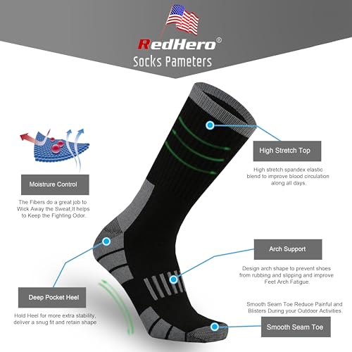 Men's Cotton Heavy Thick Full Cushion Crew Socks Moisture Wicking Control Thermal Winter Athletic Steel Toe Work Boot4