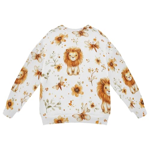 JUNZAN Cute Lion White Kids Boys Sweatshirt Hoodie Long Sleeve Sweatshirts for Boys Sports 4T2