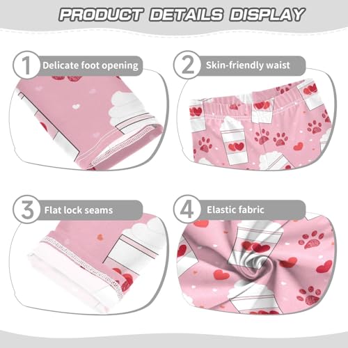 Girls Leggings Paw and Coffee Valentine's Day Toddler Girls Clothes Leggings for Girls Toddler Girls Leggings 3-4T3