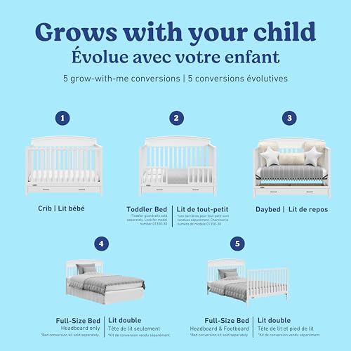 Graco Benton 5-in-1 Convertible Crib with Drawer, White - image 5
