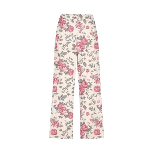 Womens Boho Floral Print Pants Casual Loose Fit Drawstring High Waist Capris Straight Leg Beach Cropped Trousers4