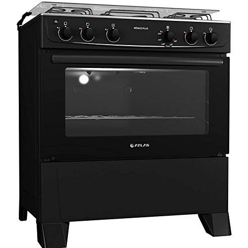 Fogão 5 bocas Atlas Mônaco Plus Preto com Acendimento Automático e Mesa Inox 4 Fogão 5 bocas Atlas Mônaco Plus Preto com Acendimento Automático e Mesa Inox - Imagem 4