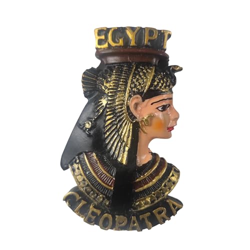 Imán para nevera Egipto Alejandría – Busto Reina Cleopatra dorado y negro – Imán 3D Souvenir – Decoración magnética de colección...