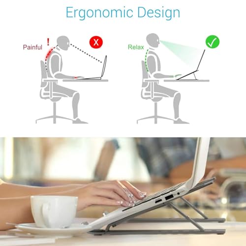 Image of ALS05 Aluminum Foldable Laptop Stand - Black I 6 Adjustable Levels I Anti-Slip and Heat Dissipation