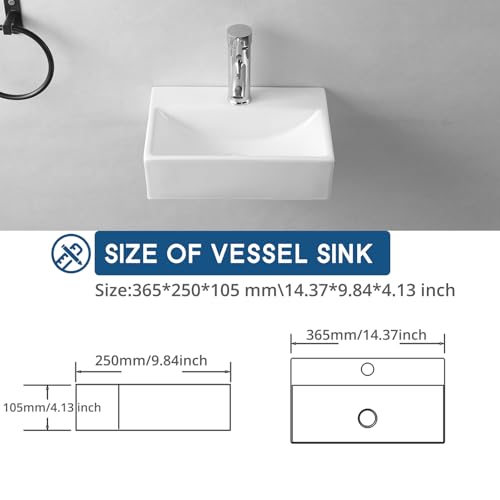Lavabo rectangular para encimera de 360x245mm mini fregadero de guardarropa 8