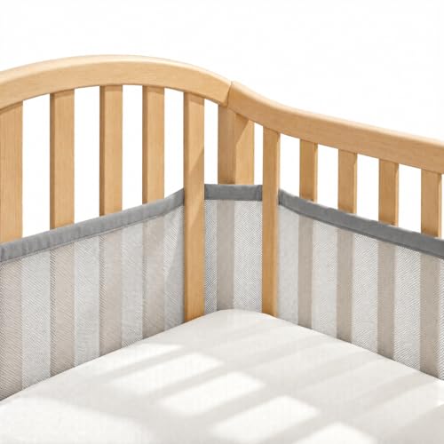 Full-Size Crib Breathable Mesh Liner 3mm Classic Mesh Gray Baby-Safe (4FS Covers 3 or 4 Sides)