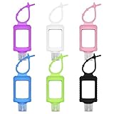 VHOPMORE 6Pcs Travel Size Empty Hand Sanitizer Holder with Silicone Keychain, 2 oz Leak Proof Refillable Plastic Bottles Portable Travel Containers with Detachable Silicone Case