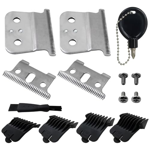 Xspeedonline New Version 2x Blades Replacement for #04710/#04521 Trimme, Silver Small Normal Tooth Blades Set with Combs for Andis G GO GTO GTX Headliner LS2/3