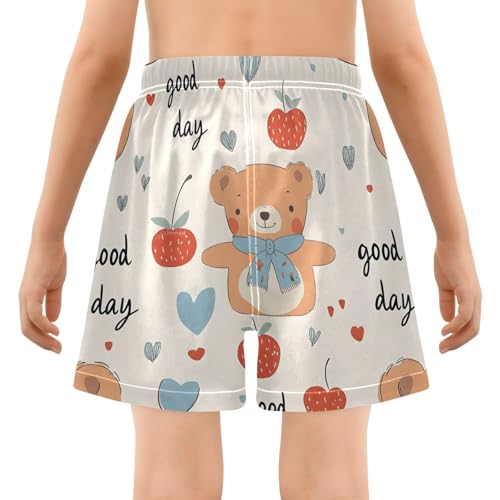 Bolaz Toddler Boys Swimwear Swim Trunks with Compression Liner 4T Bear Strawberry Lovely3