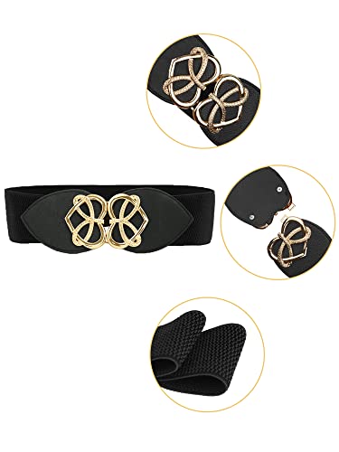 Allegra K Women Knot Heart Waist Belt Black2