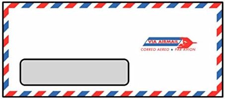 # 10 sobres para ventana de correo aéreo de servicio, 4-18 x 9-12 pulgadas, 20 # rojoazul borde de correo aéreo, "Par Avion" frontal y trasera (caja