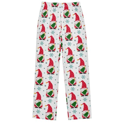 Boy's Lounge Pants Cute Red Gnome Christmas Tree Kids Jogger Pants Elastic Waist Long Bottoms with Pockets 6-14 Y