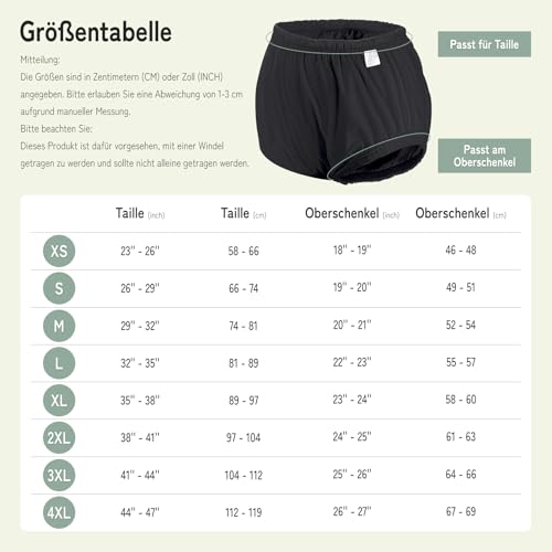 Carer 2 Stück Inkontinenz-Auslaufsichere Unterwäsche für Erwachsene Plastik-Windelhülle Waschbare Wiederverwendbare Wasserdichte Inkontinenzunterwäsche Unisex Schwarz Größe L