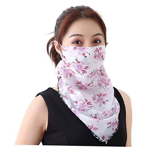 GALPADA 2Pcs Fashionable Chiffon Sunscreen Mask Lightweight UV Protection Neck Cover for Outdoor Summer Cycling Breathable Face Mask Light Purple for Women