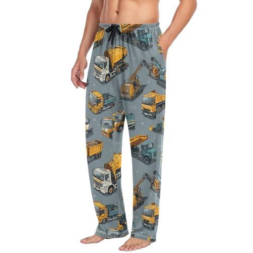 Yellow Construction Cars Pajama Pants Roller Excavator Truck Men's Pajama Bottoms Lounge Sleepwear PJs Sleep Pants XL4