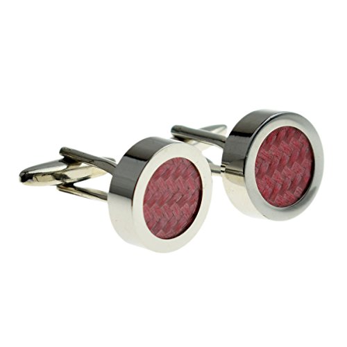 Mancuernillas para hombre GTR rosa y plata efecto fibra carbono miniatura 1
