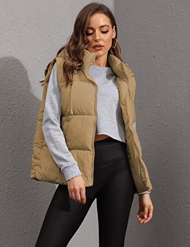 EsheSy Women's Puffer Vest with Removable Hood Sleeveless Full Zip Quilted Down Jacket4